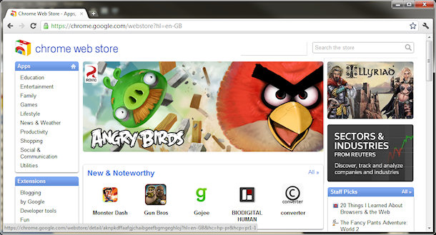 Chrome Store front page