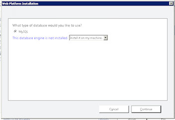 Choose to install MySQL locally